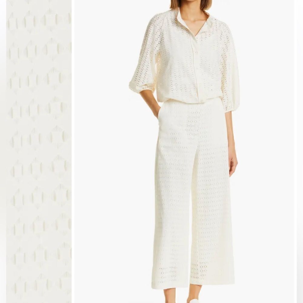 Hugo Boss Tisaly Wide Leg Pants US 2 Ecru / Soft Cream NEW MSRP $298